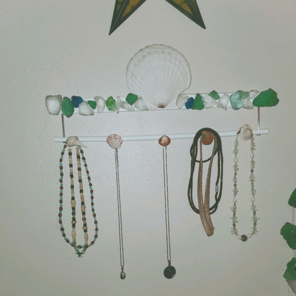 Seaglass Seashell Jewelry hanger / organizer